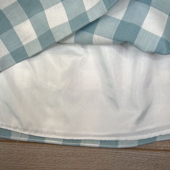 VaVa by Joy Han Blue and White Checkered Top with Ruffle Sleeves Size Medium - Picture 6 of 10